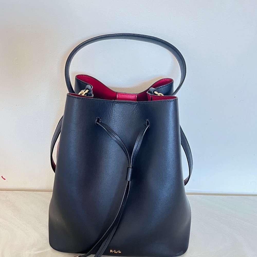 Ralph Lauren Andie Medium Leather Drawstring Bag